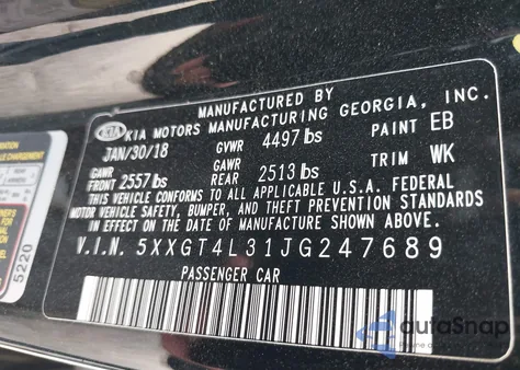 2018 Kia Optima S z USA, uszkodzony, nr VIN 5XXGT4L31JG247689